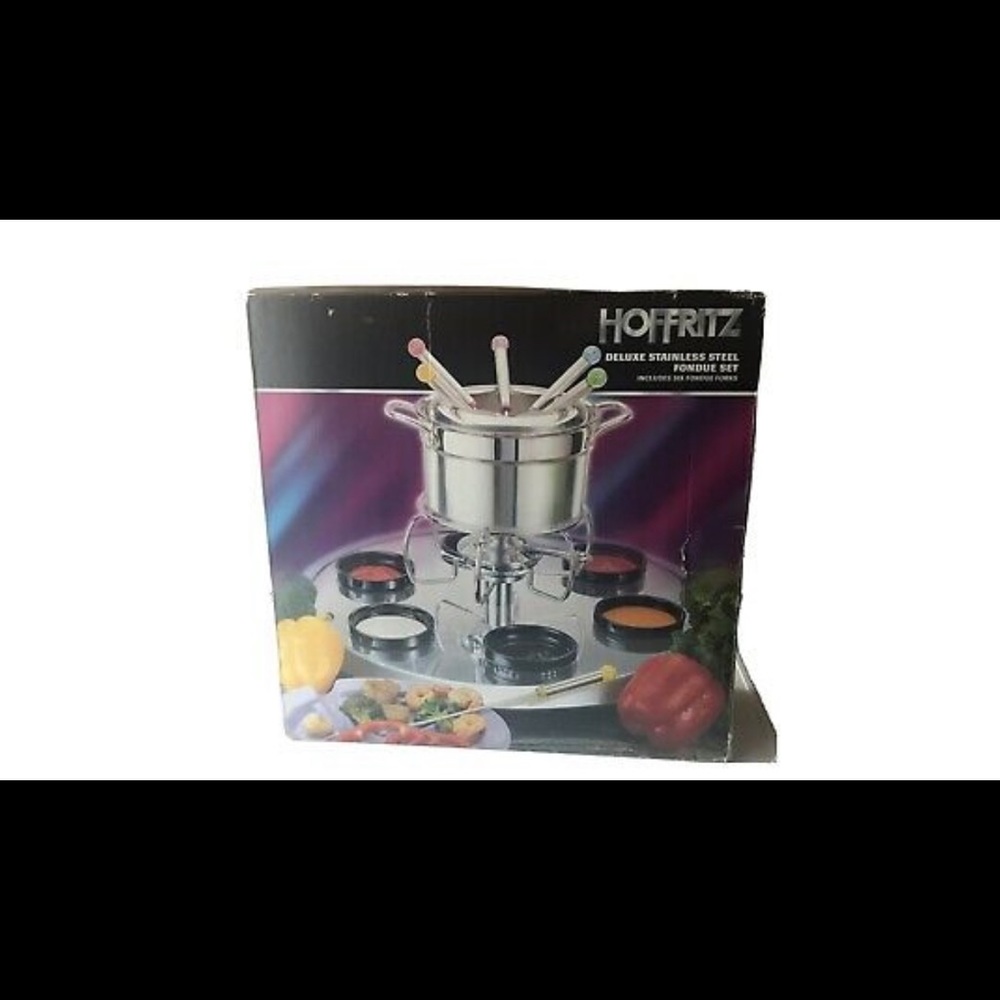 New Hoffritz Deluxe Stainless Steel Fondue Set